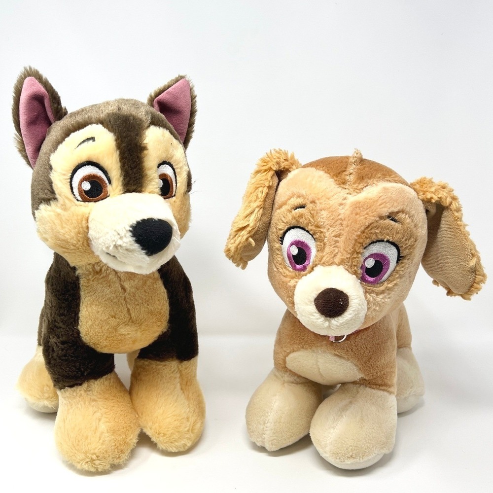 Build-A-Bear Nickelodeon Paw Patrol Chase & Skye Plush Stuffed Dog Set 12" BAB